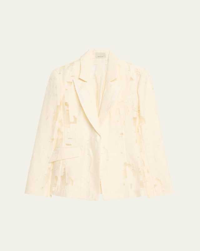 Peak-Lapel Distressed Burnout Blazer